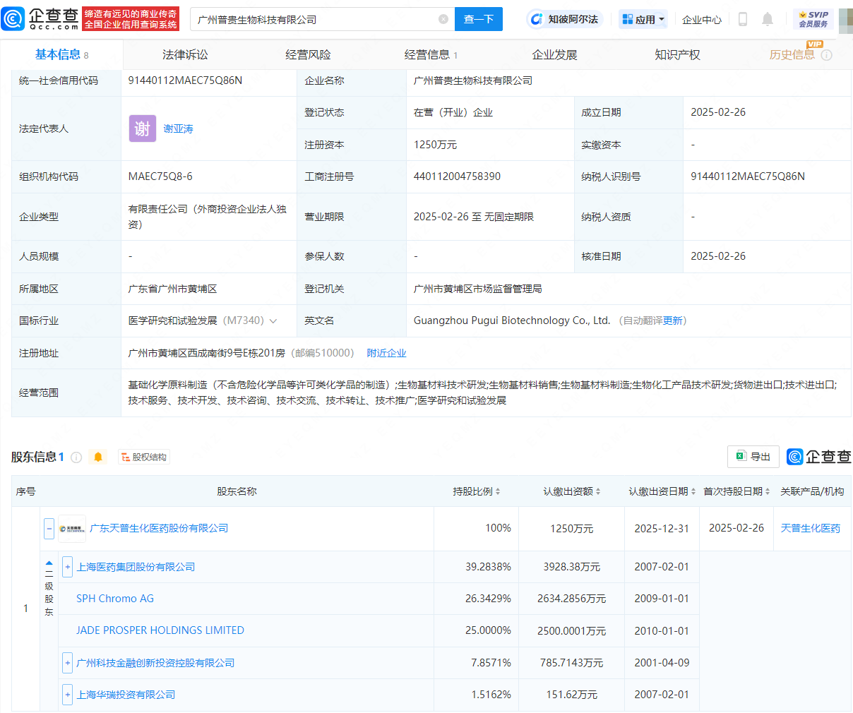 上海医药等投资成立科技公司，含生物基材料制造业务:生物科技公司